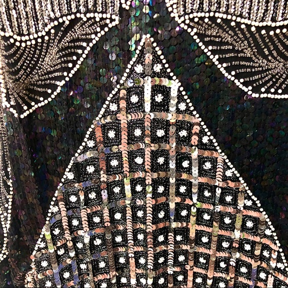 Vintage silk sequined and beaded sheath - Picture 7 of 8